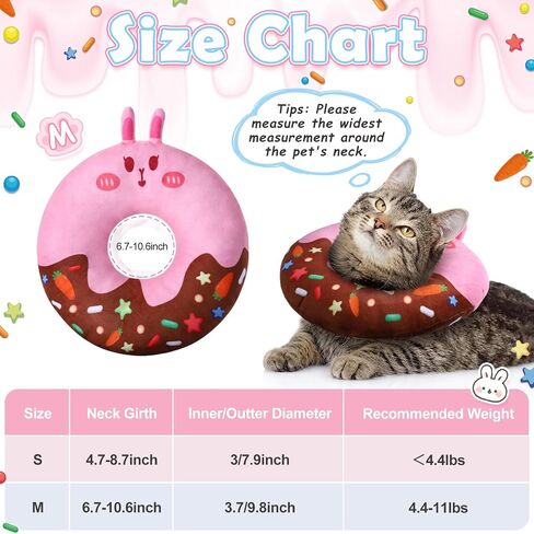 libfrnt 2 Pcs Cat Cone Collar Soft, Cute Cat Donut Adjustable Cat Recovery Collar Elizabethan Cones to Stop Licking Anti-Bite Neck Cone for Pet Cats Kittens After Surgery, Rabbit and Dolphin(S) in Saudi Arabia