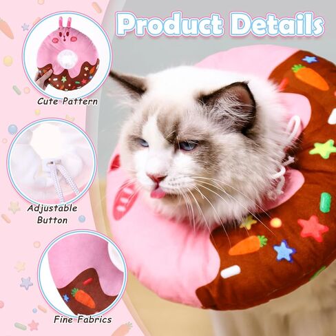 libfrnt 2 Pcs Cat Cone Collar Soft, Cute Cat Donut Adjustable Cat Recovery Collar Elizabethan Cones to Stop Licking Anti-Bite Neck Cone for Pet Cats Kittens After Surgery, Rabbit and Dolphin(S) in Saudi Arabia