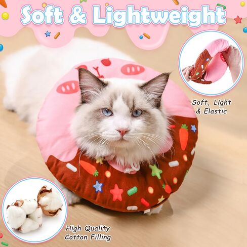 libfrnt 2 جهاز كمبيوتر شخصى القط المخروط طوق لينة، لطيف القط دونات قابل للتعديل القط الانتعاش طوق الإليزابيثي المخاريط لوقف لعق مخروط الرقبة المضادة لدغة للقطط الحيوانات الأليفة القطط بعد الجراحة، الأرنب والدلافين (ق) in Kuwait