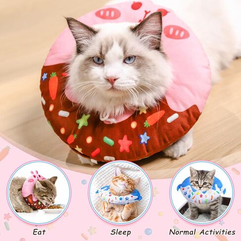libfrnt 2 جهاز كمبيوتر شخصى القط المخروط طوق لينة، لطيف القط دونات قابل للتعديل القط الانتعاش طوق الإليزابيثي المخاريط لوقف لعق مخروط الرقبة المضادة لدغة للقطط الحيوانات الأليفة القطط بعد الجراحة، الأرنب والدلافين (ق) in Kuwait