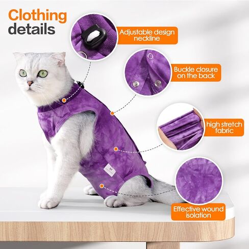 Kodervo Cat Recovery Suit for Abdominal Wounds or Skin Diseases, Breathable Cat Surgery Recovery Suit E-Collar Alternative for Cats, After Surgery Wear Surgical Suit for Cats Anti Licking Wounds in Saudi Arabia