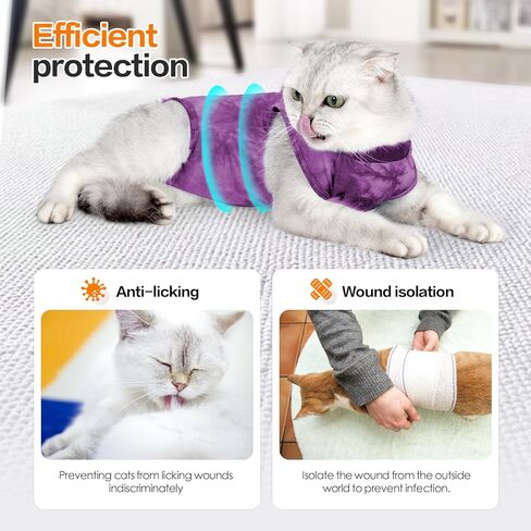 Kodervo Cat Recovery Suit for Abdominal Wounds or Skin Diseases, Breathable Cat Surgery Recovery Suit E-Collar Alternative for Cats, After Surgery Wear Surgical Suit for Cats Anti Licking Wounds in Saudi Arabia