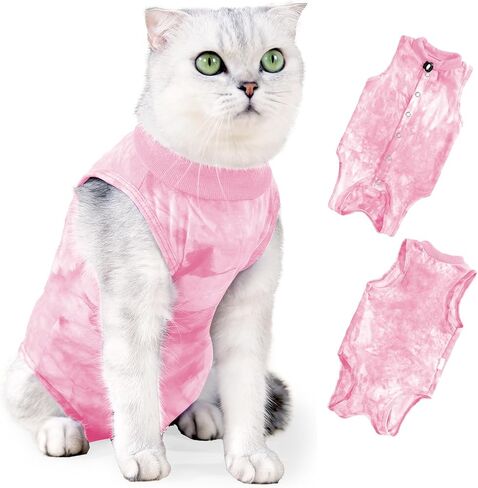 Kodervo Cat Recovery Suit for Abdominal Wounds or Skin Diseases, Breathable Cat Surgery Recovery Suit E-Collar Alternative for Cats, After Surgery Wear Surgical Suit for Cats Anti Licking Wounds in Saudi Arabia