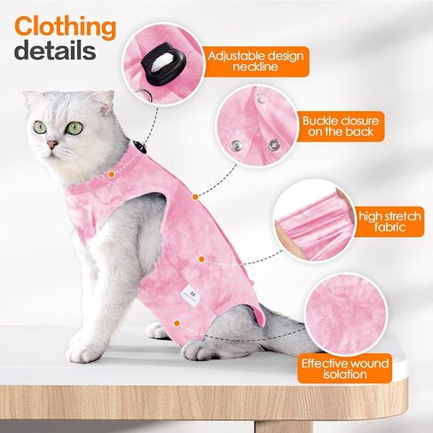 Kodervo Cat Recovery Suit for Abdominal Wounds or Skin Diseases, Breathable Cat Surgery Recovery Suit E-Collar Alternative for Cats, After Surgery Wear Surgical Suit for Cats Anti Licking Wounds in Saudi Arabia