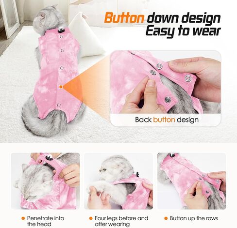 Kodervo Cat Recovery Suit for Abdominal Wounds or Skin Diseases, Breathable Cat Surgery Recovery Suit E-Collar Alternative for Cats, After Surgery Wear Surgical Suit for Cats Anti Licking Wounds in Saudi Arabia