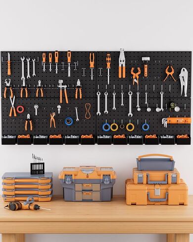 INCLY 158PCS Metal Pegboard Wall Organizer, 48x24 Inch Black Pegboard Panels Tool Organizer Kit with Accessories Hooks and Bins, Peg Board Utility Tool Storage for Garage Workbench Shed in Saudi Arabia
