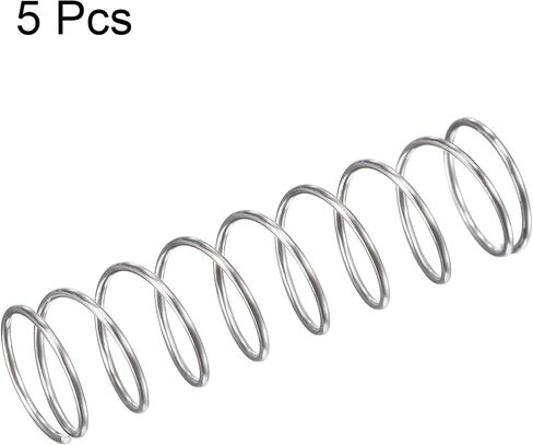 uxcell Compression Spring,304 Stainless Steel,10mm OD,0.7mm Wire Size,9mm Compressed Length,50mm Free Length,11.8N Load Capacity, Silver Tone,5pcs in Saudi Arabia