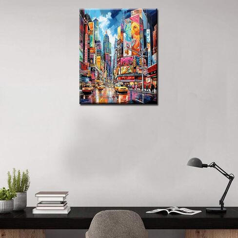 مجموعة طلاء غرافيتيك أمريكا سيتي سكيب حسب الأرقام، 16 × 20 بوصة، مسرح برودواي، لوحة قماش نيويورك DIY لعرض الشارع للأطفال والكبار المبتدئين مع فرش وفن أكريليك (بدون إطار) in Saudi Arabia