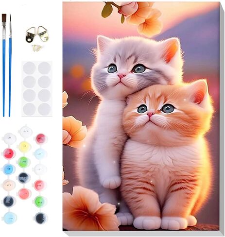 مجموعة طلاء VINDIJA بالأرقام للبالغين والأطفال المبتدئين، مجموعات الطلاء بالأرقام للبالغين من القطط على قماش مؤطر، اللون بالأرقام للبالغين، مجموعات الحرف الفنية للفتيات من سن 8 إلى 12 بالغًا، 8 × 12 بوصة in Kuwait
