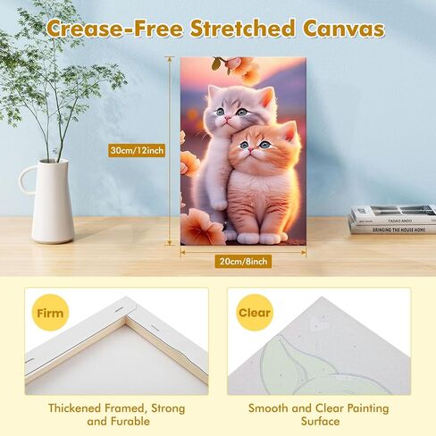 مجموعة طلاء VINDIJA بالأرقام للبالغين والأطفال المبتدئين، مجموعات الطلاء بالأرقام للبالغين من القطط على قماش مؤطر، اللون بالأرقام للبالغين، مجموعات الحرف الفنية للفتيات من سن 8 إلى 12 بالغًا، 8 × 12 بوصة in Kuwait