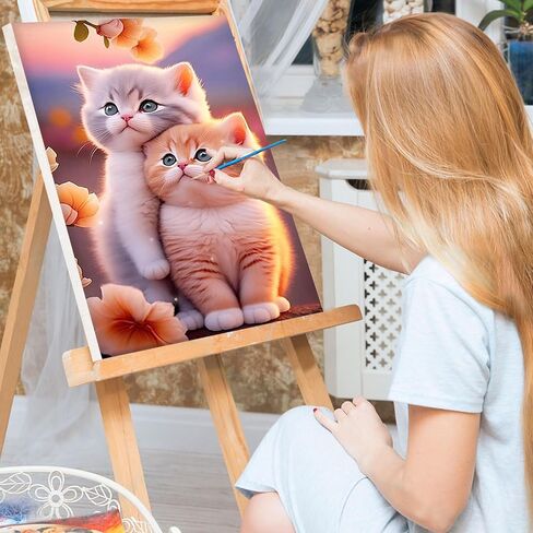 مجموعة طلاء VINDIJA بالأرقام للبالغين والأطفال المبتدئين، مجموعات الطلاء بالأرقام للبالغين من القطط على قماش مؤطر، اللون بالأرقام للبالغين، مجموعات الحرف الفنية للفتيات من سن 8 إلى 12 بالغًا، 8 × 12 بوصة in Kuwait