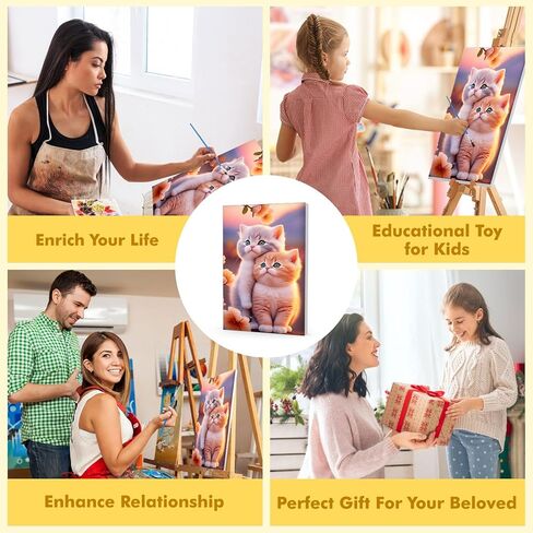 مجموعة طلاء VINDIJA بالأرقام للبالغين والأطفال المبتدئين، مجموعات الطلاء بالأرقام للبالغين من القطط على قماش مؤطر، اللون بالأرقام للبالغين، مجموعات الحرف الفنية للفتيات من سن 8 إلى 12 بالغًا، 8 × 12 بوصة in Kuwait