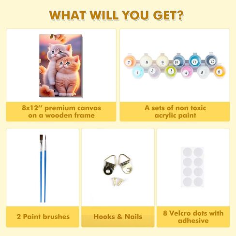 مجموعة طلاء VINDIJA بالأرقام للبالغين والأطفال المبتدئين، مجموعات الطلاء بالأرقام للبالغين من القطط على قماش مؤطر، اللون بالأرقام للبالغين، مجموعات الحرف الفنية للفتيات من سن 8 إلى 12 بالغًا، 8 × 12 بوصة in Kuwait