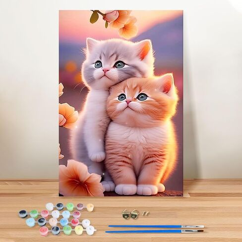 مجموعة طلاء VINDIJA بالأرقام للبالغين والأطفال المبتدئين، مجموعات الطلاء بالأرقام للبالغين من القطط على قماش مؤطر، اللون بالأرقام للبالغين، مجموعات الحرف الفنية للفتيات من سن 8 إلى 12 بالغًا، 8 × 12 بوصة in Kuwait