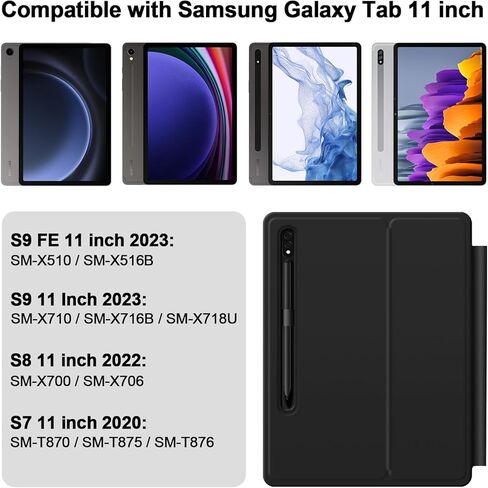 GOOJODOQ Samsung Galaxy Tab S9 Fe/S9/S8/S7 11 بوصة لوحة مفاتيح سحرية، حافظة لوحة مفاتيح مغناطيسية سامسونج مع حامل ناتئ عائم، لوحة لمس في أي مكان مع شاشة LCD ولوحة مفاتيح لاسلكية بإضاءة خلفية 7 ألوان in Kuwait