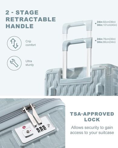 Somago Large Suitcases with Wheels 2 Piece Hardside Lightweight Luggage Sets 24" 30" PC+ABS Hard Shell Traveling Suitcase with 4 Wheels TSA Lock YKK Zipper Corner Protectors (White) in Kuwait