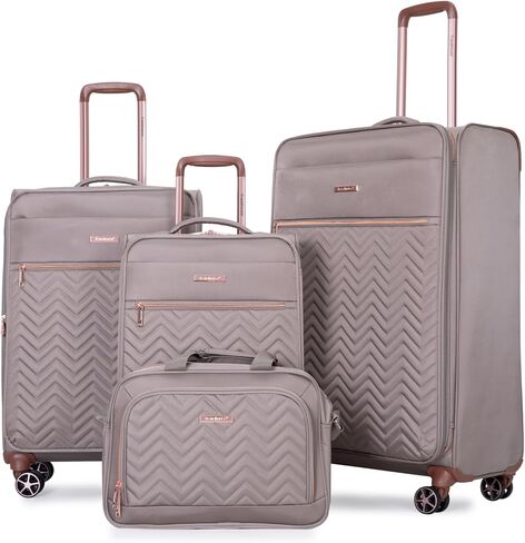 Luggage Sets 4 Piece with Duffel Bag Softside Upright Expandable Suitcases Set with Spinner Wheels Lightweight Travel with TSA-Approved Lock (Khaki) in Kuwait
