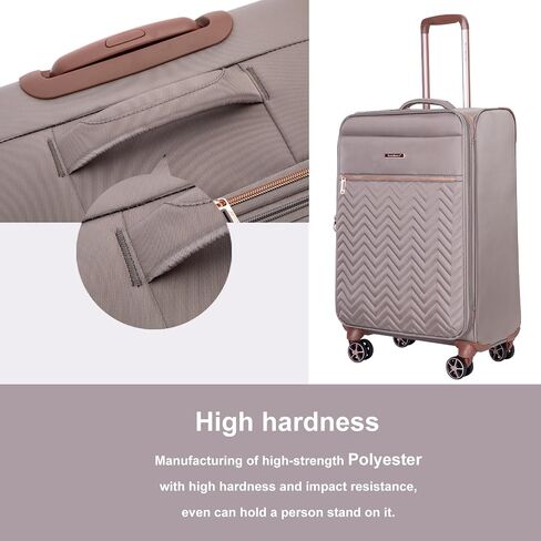 Luggage Sets 4 Piece with Duffel Bag Softside Upright Expandable Suitcases Set with Spinner Wheels Lightweight Travel with TSA-Approved Lock (Khaki) in Kuwait