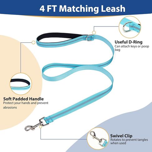 طوق رأس ناعم قابل للتعديل من باركليس مع بطانة، رسن عاكس مانع للسحب للكلاب، يتضمن مقود تدريب الأنف، يضمن سهولة التحكم في المشي (فيروزي، M) in Kuwait