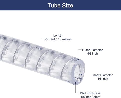 Uxcell 3/8 "ID x 25 Ft PVC أنبوب أسلاك الفولاذ المقوى أنابيب خرطوم الفينيل المرنة أنابيب شفافة مقاومة للمواد الكيميائية سميكة in Saudi Arabia