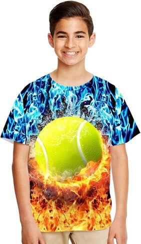 Kirendle 3D Graphic Tees for Boys Girls Kids, Summer Crewneck Short Sleeve T Shirt Cool Print for 6-16 Years Teens in Saudi Arabia