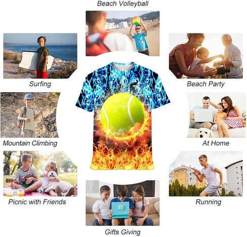 Kirendle 3D Graphic Tees for Boys Girls Kids, Summer Crewneck Short Sleeve T Shirt Cool Print for 6-16 Years Teens in Saudi Arabia