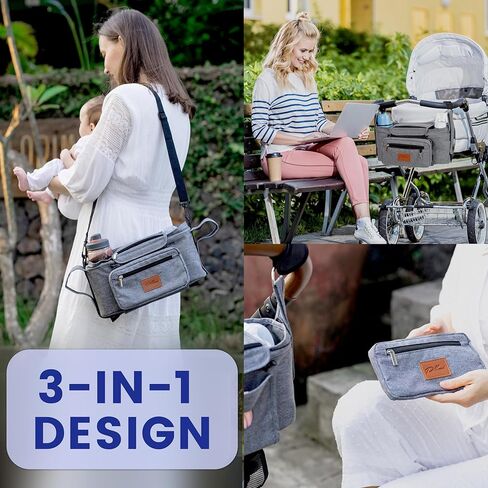 منظم عربة الأطفال من بيلاني، علبة عربة الأطفال العالمية مع حامل أكواب وحقيبة هاتف، ملحقات عربة الأطفال مع أشرطة مضادة للانزلاق، ملحق حقيبة عربة الأطفال يناسب نونا أوبابابي دونا بوب مومبوش وعربة الحيوانات الأليفة in Kuwait