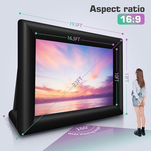 SYMMKI 23Ft Inflatable Projector Screen for Outside 276In Blow Up Projection Screen Outdoor with 480W Blower - Perfect for Outdoor Theater, Backyard Outdoor Movie - Pantalla Inflable para Proyector in Saudi Arabia