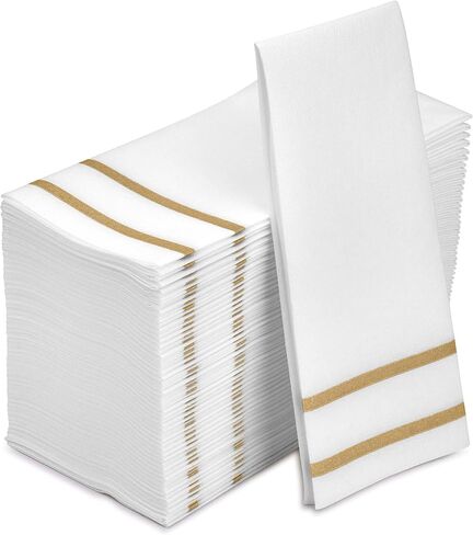 Disposable Hand Towels for Bathroom, Silver Design 200 Disposable Linen-Feel Guest Towels – Formal Dinner, Anniversary, and Wedding Napkins for Tables, Guestrooms, Restrooms - 8.5x 4-Inches Folded, in Kuwait