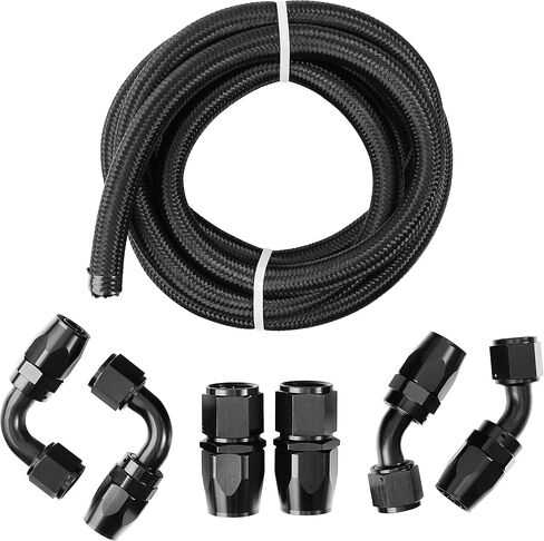 10AN 5/8" Fuel line Hose Fitting Kit,10 ft black Nylon Stainless Steel Braided with 6PCS Fuel Hose Fitting in Saudi Arabia
