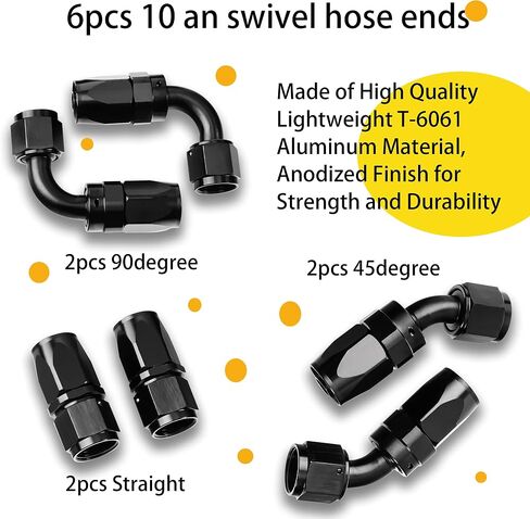 10AN 5/8" Fuel line Hose Fitting Kit,10 ft black Nylon Stainless Steel Braided with 6PCS Fuel Hose Fitting in Saudi Arabia
