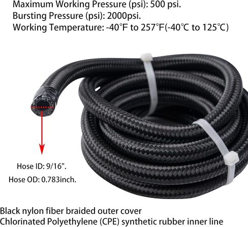 10AN 5/8" Fuel line Hose Fitting Kit,10 ft black Nylon Stainless Steel Braided with 6PCS Fuel Hose Fitting in Saudi Arabia