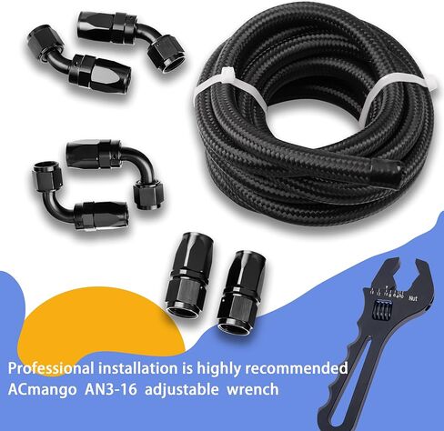 10AN 5/8" Fuel line Hose Fitting Kit,10 ft black Nylon Stainless Steel Braided with 6PCS Fuel Hose Fitting in Saudi Arabia