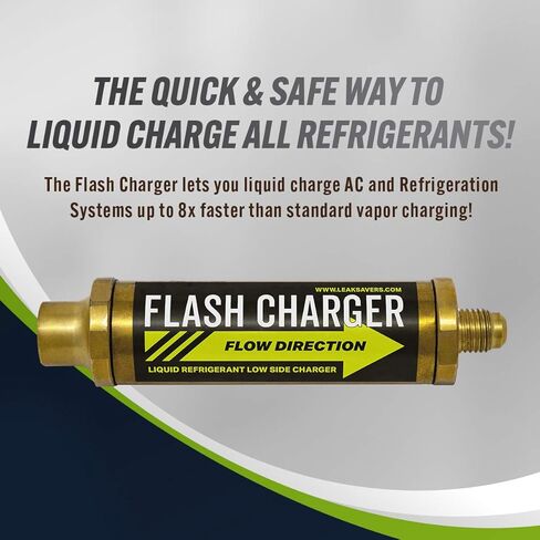 شاحن فلاش موفر للتسرب، محول شحن سائل تبريد منخفض الجانب - شحن سريع يصل إلى 8 مرات أسرع من شحن البخار - مع صمام فحص مدمج للتنظيف بالمكنسة الكهربائية - متوافق مع جميع المبردات in Kuwait