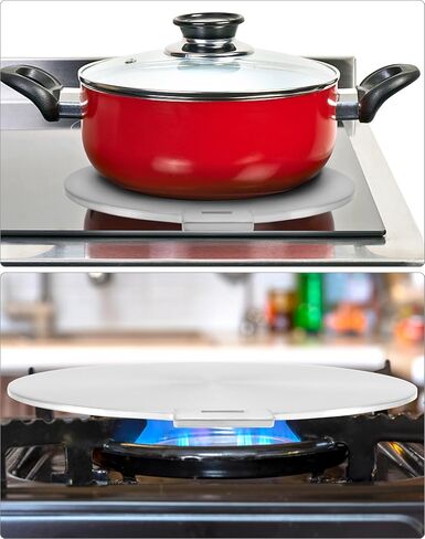 QWORK 9.45" Stainless Steel Induction Heat Diffuser Plate with Handle - Even Heat Distribution Design for Gas, Glass Cooktop & Induction Cooker, Compatible with Various Cookware in Saudi Arabia
