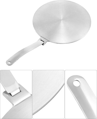 QWORK 9.45" Stainless Steel Induction Heat Diffuser Plate with Handle - Even Heat Distribution Design for Gas, Glass Cooktop & Induction Cooker, Compatible with Various Cookware in Saudi Arabia