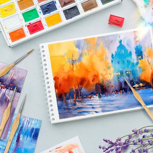 فرشاة طلاء مصغرة من كياسون 10 قطع للتفاصيل الدقيقة، مجموعة فرش رسم صغيرة صغيرة للفنون والحرف اليدوية والأكريليك والألوان المائية والزيت والنموذج والوجه والمطرقة الحربية 40 ك والطلاء حسب الرقم، والقلعة، والتمثال (وردي) in Kuwait