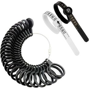 TUNQISM Ring Sizer Measuring Tool Kit, 27 PCS Stainless Steel Measuring Ring Tool, US Ring Size 0-13 with Half Size, 2 PCS Reusable Finger Size Tape with Magnified Glass 1-17 USA Rings Size in Kuwait