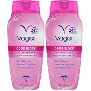 Vagisil Feminine Wash for Intimate Area Hygiene, Odor Block, Gynecologist Tested, Hypoallergenic, 16.9 oz with Pump (Pack of 2) in Kuwait