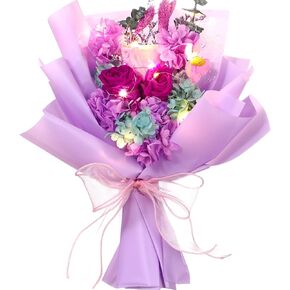 Preserved Flowers Bouquet Graduation Flowers Bouquet Gift Forever Natural Real Roses Gifts for Teacher Student Birthday Anniversary Wedding Home Decor(Khaki,Bright) in Kuwait