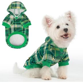 BEAUTYZOO التعادل صبغ الكلب هوديي للكلاب الصغيرة، الكلب البلوز معاطف الطقس البارد للكلاب صبي فتاة، الكلب الشتاء سترة الملابس الصوف مع جيب، الأخضر والأزرق الكلب السترات الدافئة للكلاب الذكور الإناث in Kuwait