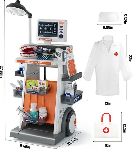 Doctor Kit for Kids, 33PCS Pretend Doctor Playset for Kids with Costume and Stethoscope, Role Play Medical Kit for Girls Boys Toddlers 1-3 3-5 Birthday Gifts in Kuwait