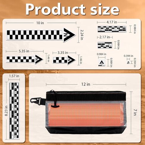 Maitys 12 Pack Archaeological North Arrow and Scale Set for Geology Photography Professional Measuring Scale Ruler with Case Archaeological Excavation Photo Reference Ruler for Artifact Documentation in Kuwait
