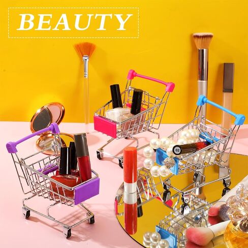 Hotop 3 Pieces Mini Shopping Cart Small Supermarket Cart Metal Shopping Utility Toys for Mode Desk Storage Decor(Pink,Purple,Light Purple) in Saudi Arabia