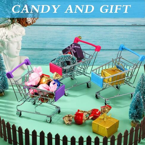Hotop 3 Pieces Mini Shopping Cart Small Supermarket Cart Metal Shopping Utility Toys for Mode Desk Storage Decor(Pink,Purple,Light Purple) in Saudi Arabia