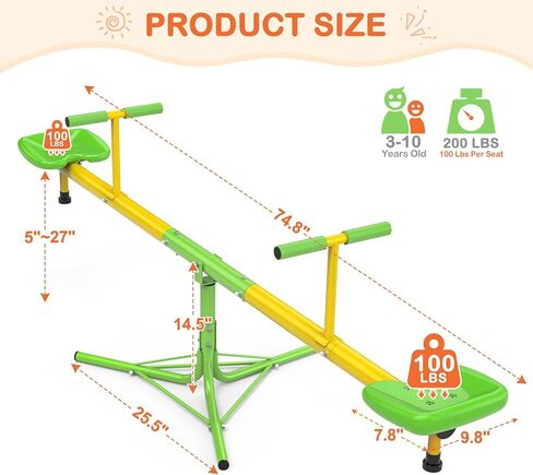 Teeter Totter ، 360 رطلا الجلوس والدوران الأرجو ، و 360 درجة دوارة ، والأطفال في الهواء الطلق للأعمار 3-9 مع ASTM السلامة شهادة in Kuwait