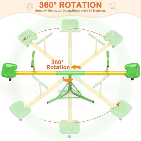 Teeter Totter ، 360 رطلا الجلوس والدوران الأرجو ، و 360 درجة دوارة ، والأطفال في الهواء الطلق للأعمار 3-9 مع ASTM السلامة شهادة in Kuwait