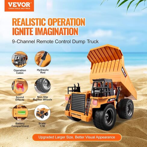 لعبة حفارة التحكم عن بُعد في Vevor ، 11 قناة ، 1:20 Scale Control Digger Toy ، حفارة RC مع الأضواء والأصوات ، مركبات البناء الوظيفية الكاملة للأطفال ، بطاريتين ، هدية عيد ميلاد in Kuwait