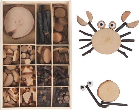 Wooden Unfinished Craft Kits Toy,Unfinished Natural Wood Slices Loose Part Play,DIY Wood Slices Kit for Toddler 3+(Small Size) in Kuwait