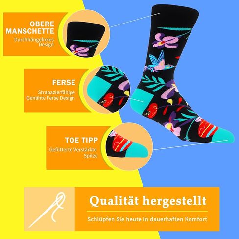 MAKABO Women's Colorful Funny Novelty Patterned Combed Cotton Crew Socks 6 Packs in Kuwait